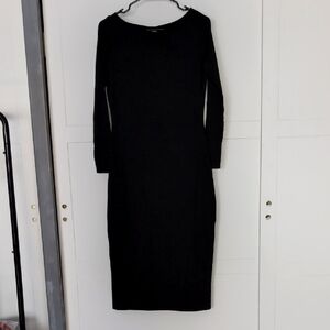 Wild Fable Black T-shirt Maxi Long Sleeve Dress